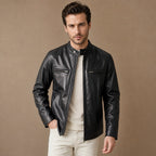 Smolder Black Cafe Racer Leather Jacket For Men Black – Product Photo