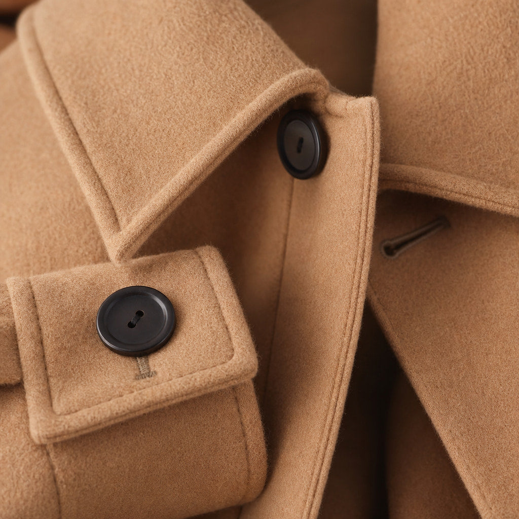 Softcore Sepia Tan Wool Sweater Jacket For Men Tan – Fabric and Detail Close-Up