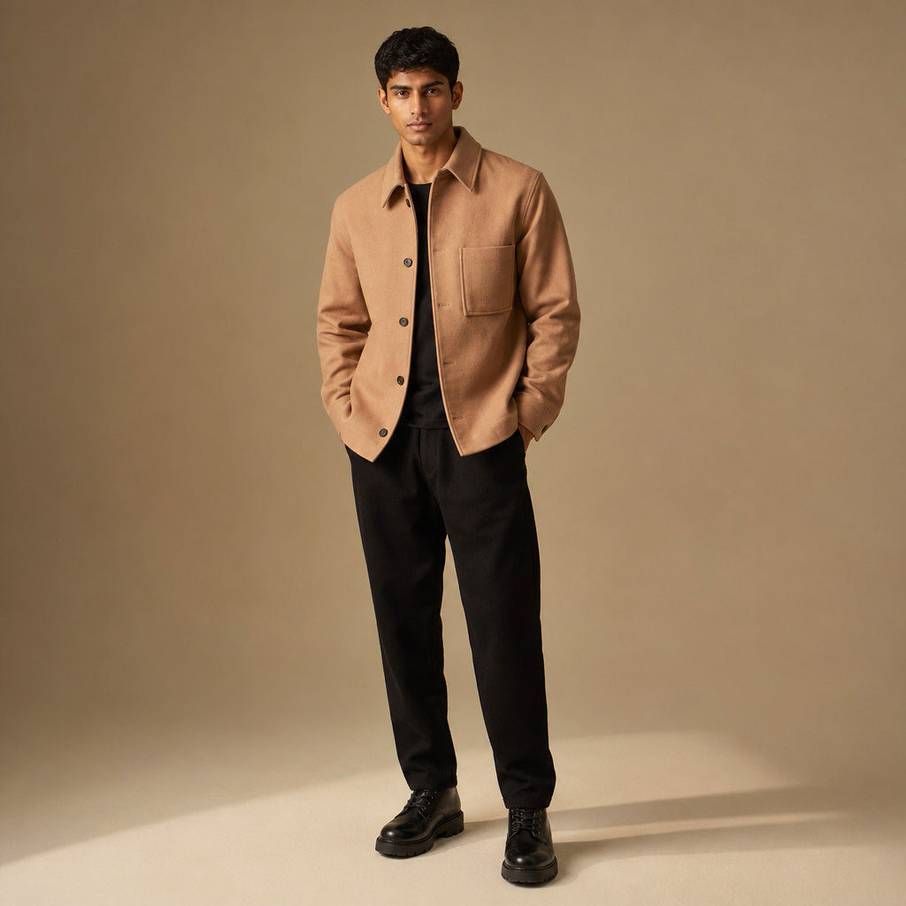 Softcore Sepia Tan Wool Sweater Jacket For Men Tan – Full Look
