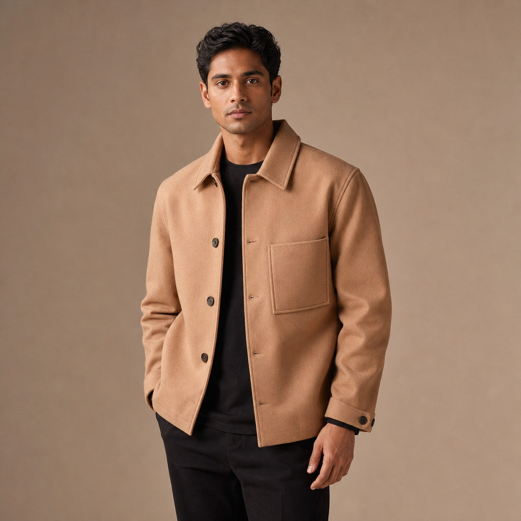 Softcore Sepia Tan Wool Sweater Jacket For Men Tan – Product Photo