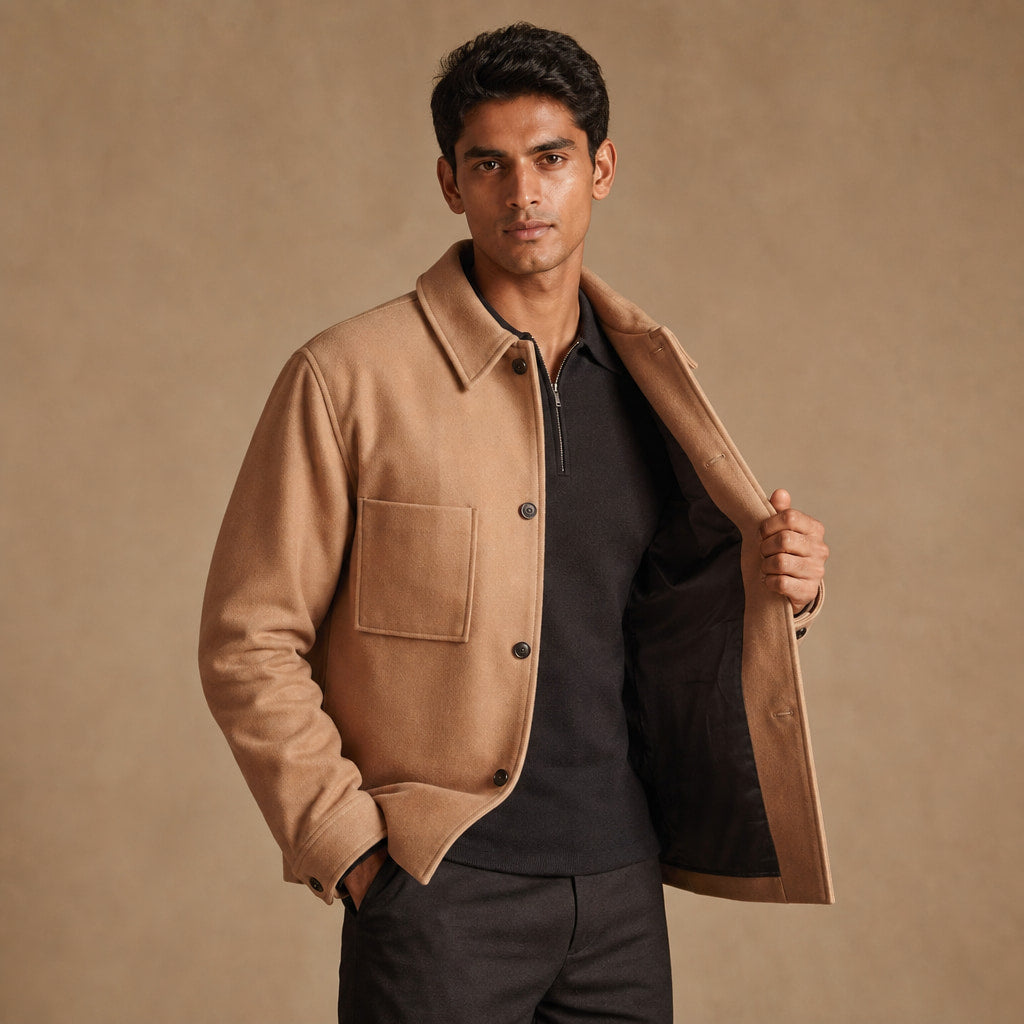 Softcore Sepia Tan Wool Sweater Jacket For Men in Tan – Tarlano Premium Menswear