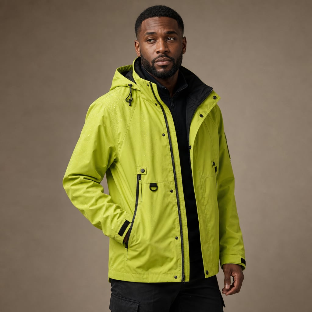 Softshell Jacket Adjustable Hood Water-Resistant Light Green – Side Angle View