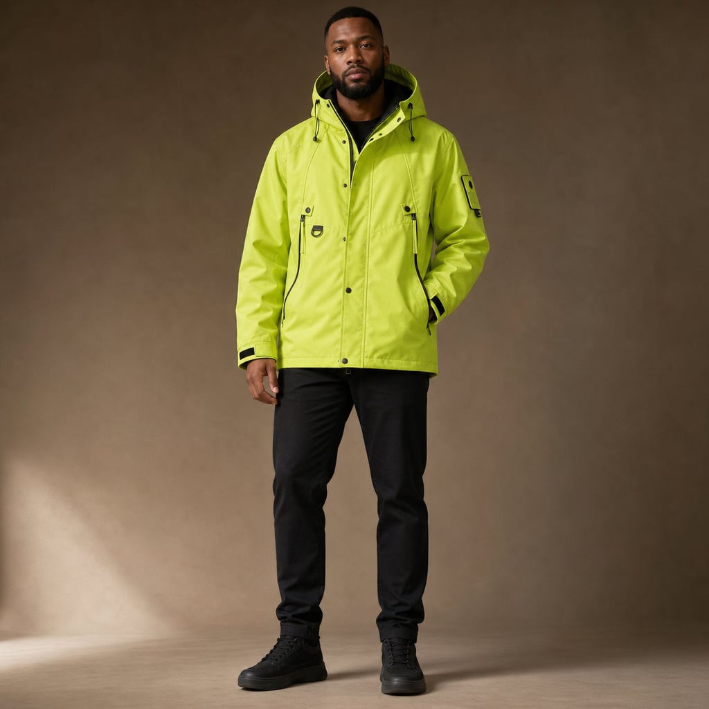 Softshell Jacket Adjustable Hood Water-Resistant Light Green – Full Look