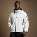 Softshell Jacket Adjustable Hood Water-Resistant White – Product Photo