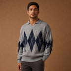 St. Andrews Argyle Knit Gray – Side Angle View