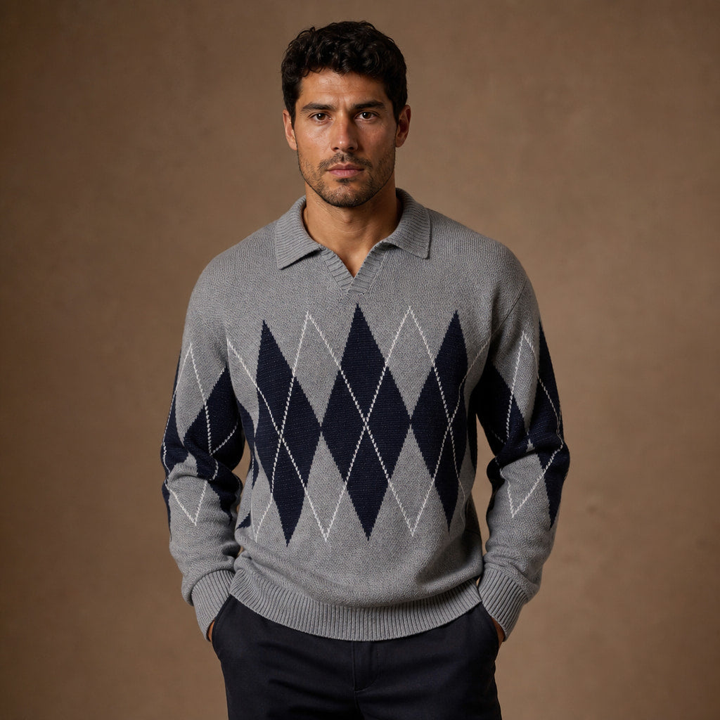 St. Andrews Argyle Knit in Gray – Tarlano Premium Menswear