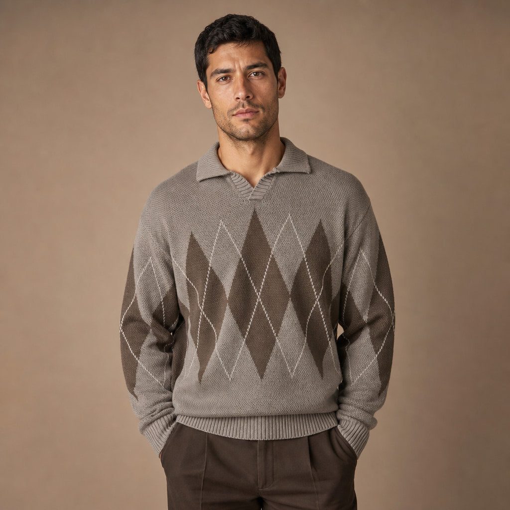 St. Andrews Argyle Knit in Taupe – Tarlano Premium Menswear