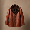 Sterling Cinnamon Brown Shearling Leather Coat For Men Brown – Product Photo