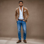 Suede Blazer Slim Fit Light Brown in Light Brown – Tarlano Premium Menswear