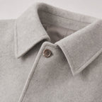 The Ace Gray Wool Car Coat For Men Gray – Fabric and Detail Close-Up