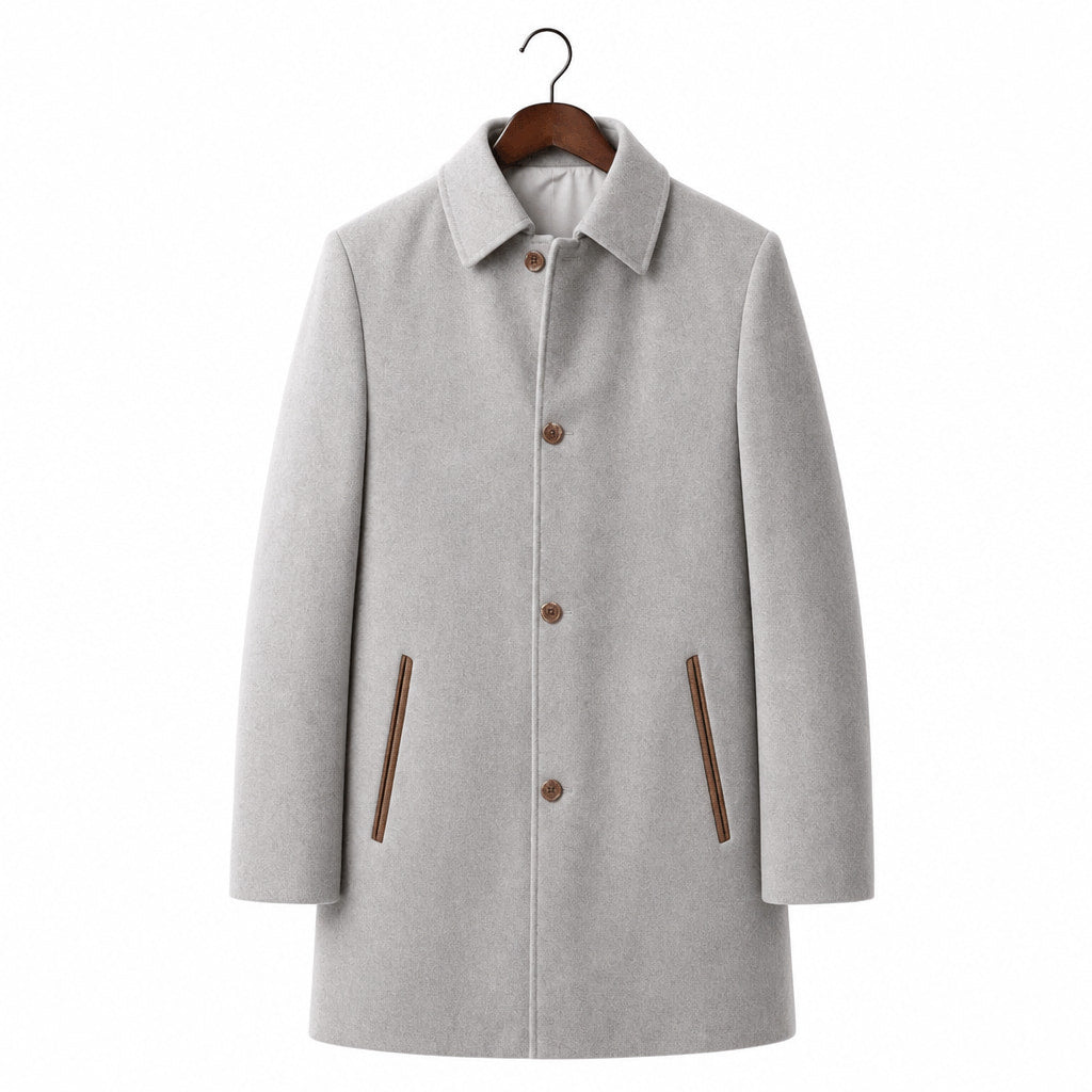 The Ace Gray Wool Car Coat For Men Gray – Product Photo