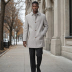 The Ace Gray Wool Car Coat For Men Gray – Styled Editorial Shot