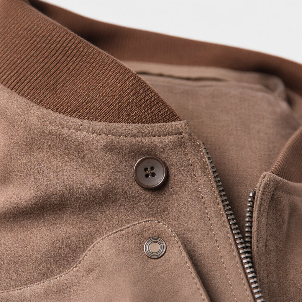 The Stunner Nubuck Bomber Jacket For Men – Fabric and Detail Close-Up