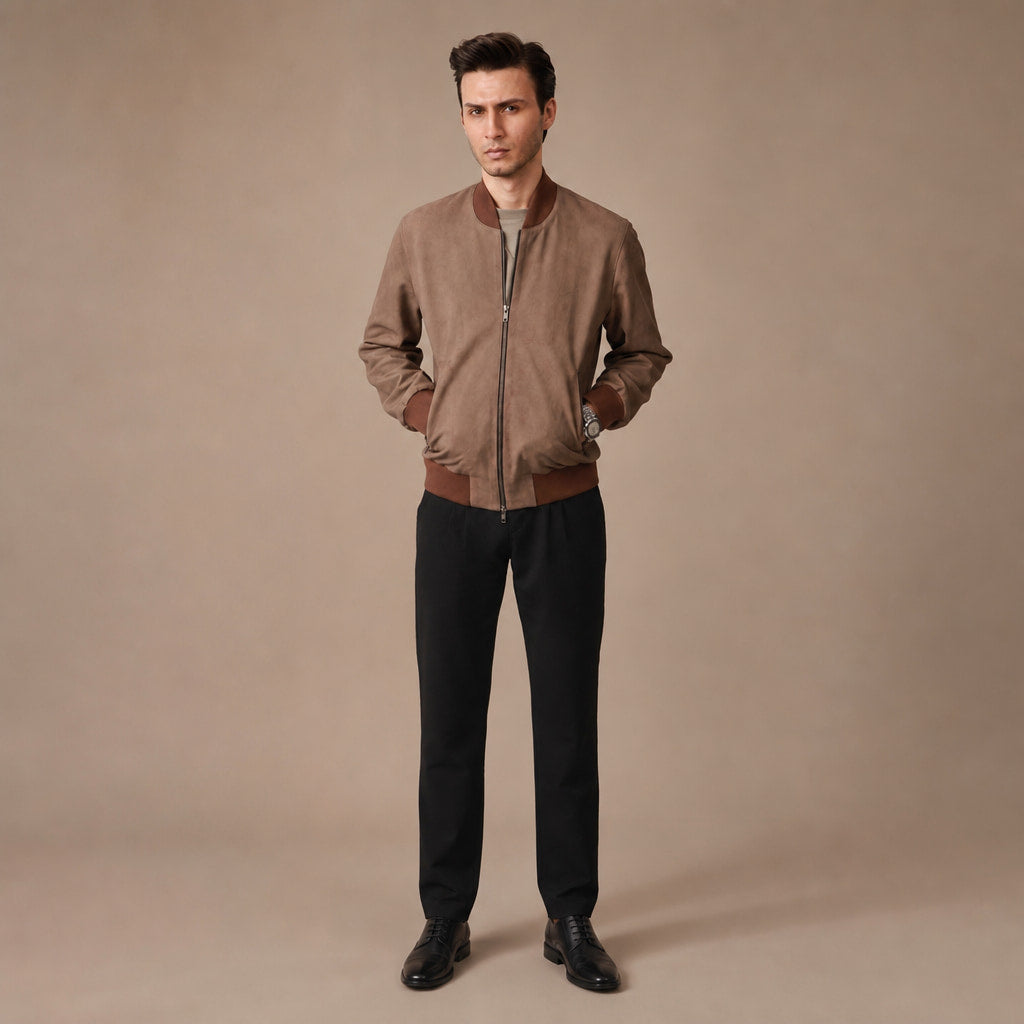 The Stunner Nubuck Bomber Jacket For Men – Full Look