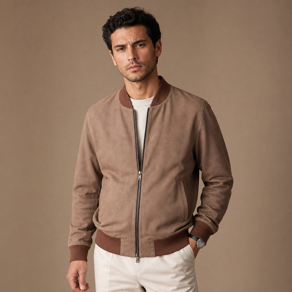 The Stunner Nubuck Bomber Jacket For Men – Product Photo