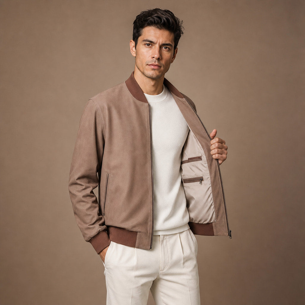The Stunner Nubuck Bomber Jacket For Men – Interior Lining Detail