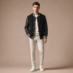 The Titan Black Varsity Wool Leather Jacket For Men Black – Full Look