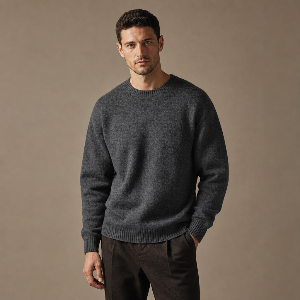 Thornbury Wool Sweater Dark Gray – Side Angle View