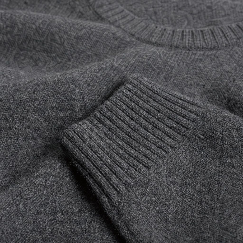 Thornbury Wool Sweater Dark Gray – Fabric and Detail Close-Up