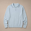 Trani Long-Sleeve Knit Polo Powder Blue – Product Photo