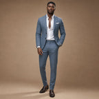 Two-Piece Blazer & Trouser Set Slim Fit Tailored Formal Blue – Product Photo