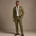 Two-Piece Blazer & Trouser Set Slim Fit Tailored Formal Olive Green – Product Photo