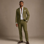 Two-Piece Blazer & Trouser Set Slim Fit Tailored Formal Olive Green – Product Photo