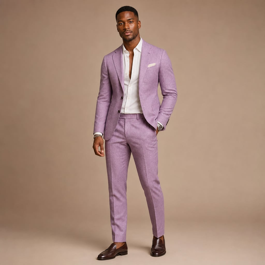 Two-Piece Blazer & Trouser Set Slim Fit Tailored Formal Purple – Product Photo
