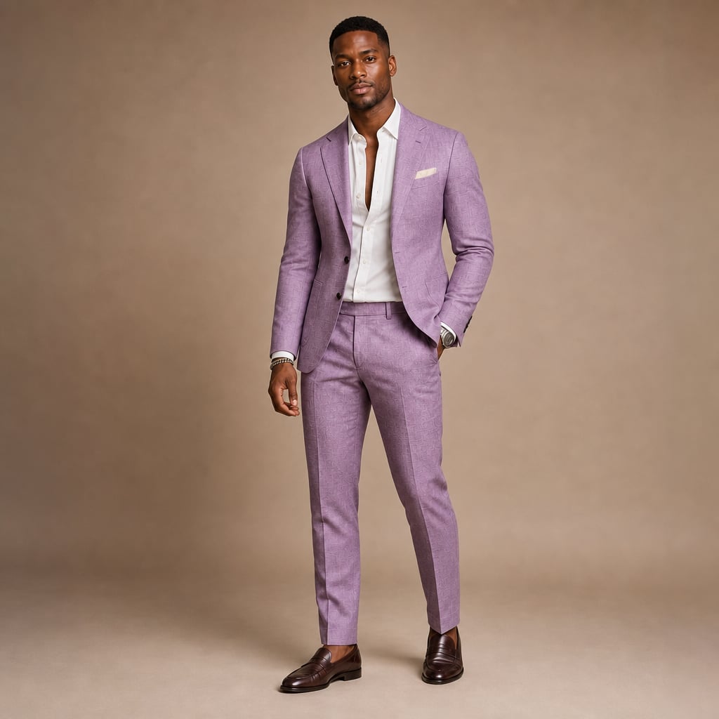 Two-Piece Blazer & Trouser Set Slim Fit Tailored Formal in Purple – Tarlano Premium Menswear