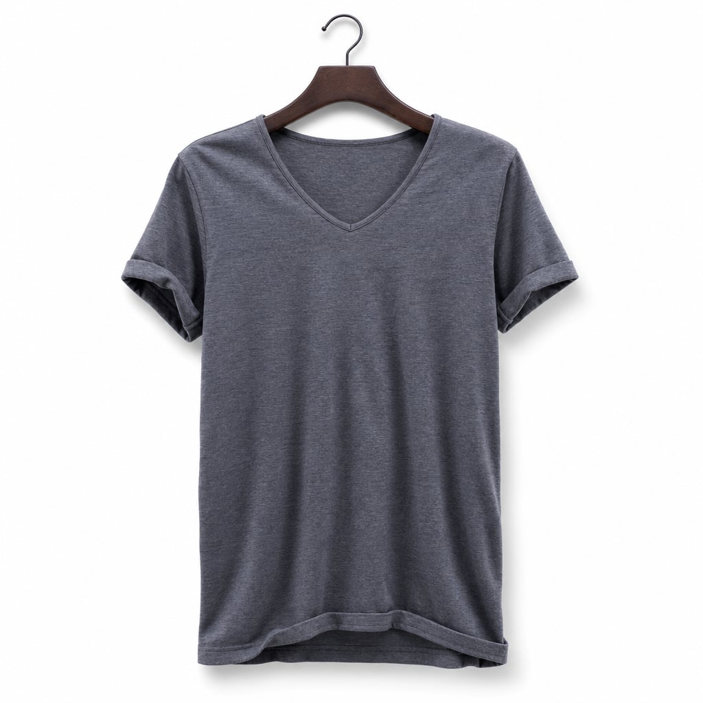 V-Neck Cotton Tee Relaxed Fit Dark gray – Product Photo