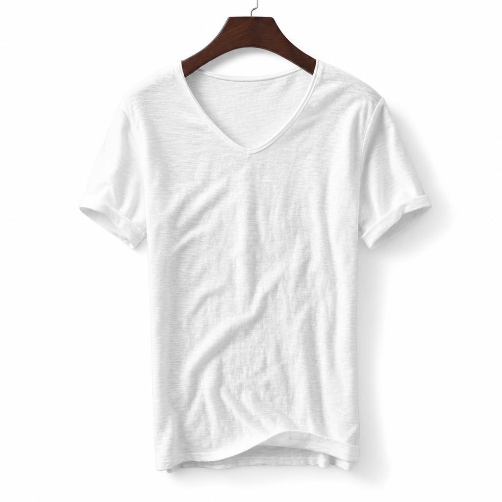V-Neck Cotton Tee Relaxed Fit White – Product Photo