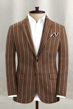 Vandex | Pinstripe Blazer Notch Lapel Brown – Premium Editorial