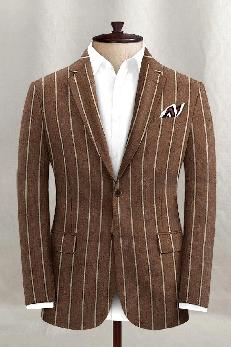 Vandex | Pinstripe Blazer Notch Lapel Brown – Premium Editorial