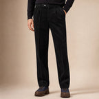 Corduroy Pants Pleated Front Classic Fit Black – Product Photo