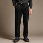 Corduroy Pants Pleated Front Classic Fit in Black – Tarlano Premium Menswear