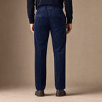 Corduroy Pants Pleated Front Classic Fit Navy – Full Look