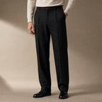 Dress Pants Herringbone Pleated Front in Black – Tarlano Premium Menswear