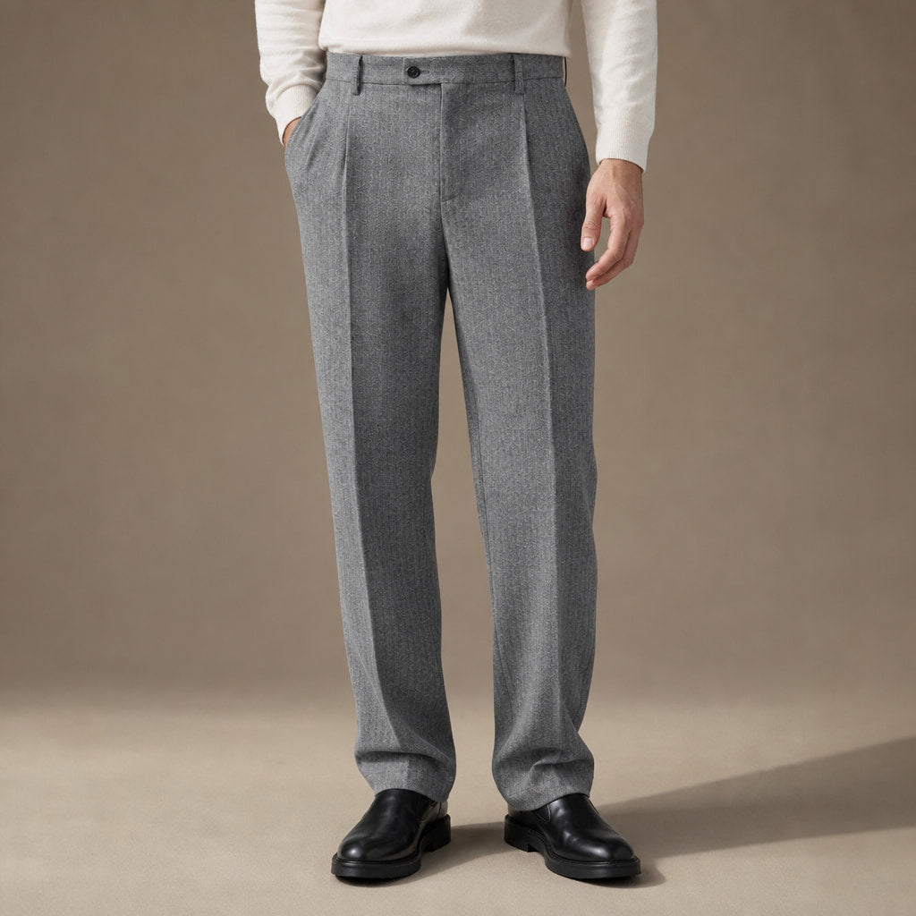 Dress Pants Herringbone Pleated Front in Grey – Tarlano Premium Menswear