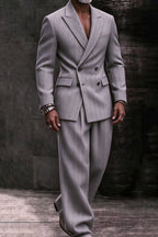 Varden | Double Breasted Suit Herringbone Light Gray – Premium Editorial