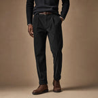 Corduroy Pants Pleated Front Black – Product Photo