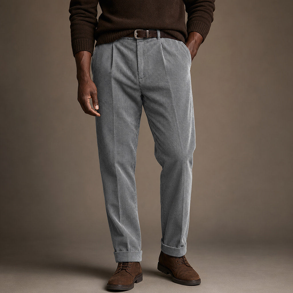 Corduroy Pants Pleated Front in Grey – Tarlano Premium Menswear