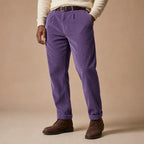 Corduroy Pants Pleated Front Purple – Side Angle View
