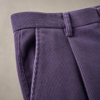 Corduroy Pants Pleated Front Purple – Fabric and Detail Close-Up