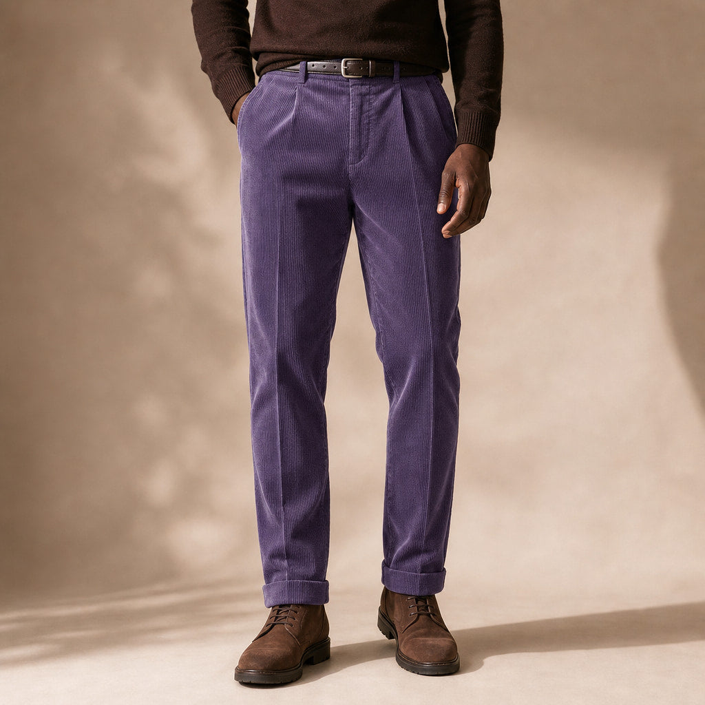 Corduroy Pants Pleated Front in Purple – Tarlano Premium Menswear