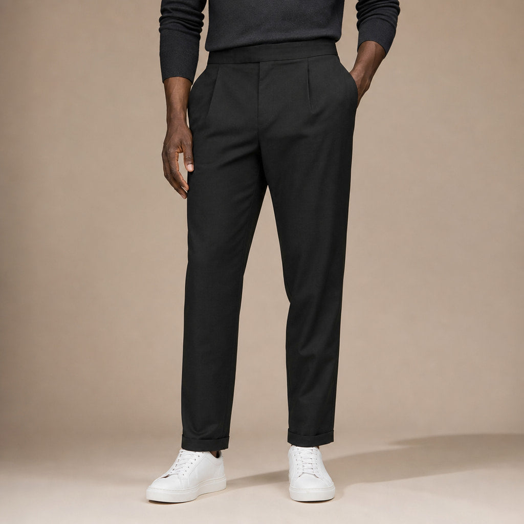 Dress Pants Pleated Front Black – Product Photo