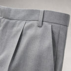 Dress Pants Pleated Front Light Gray – Fabric and Detail Close-Up