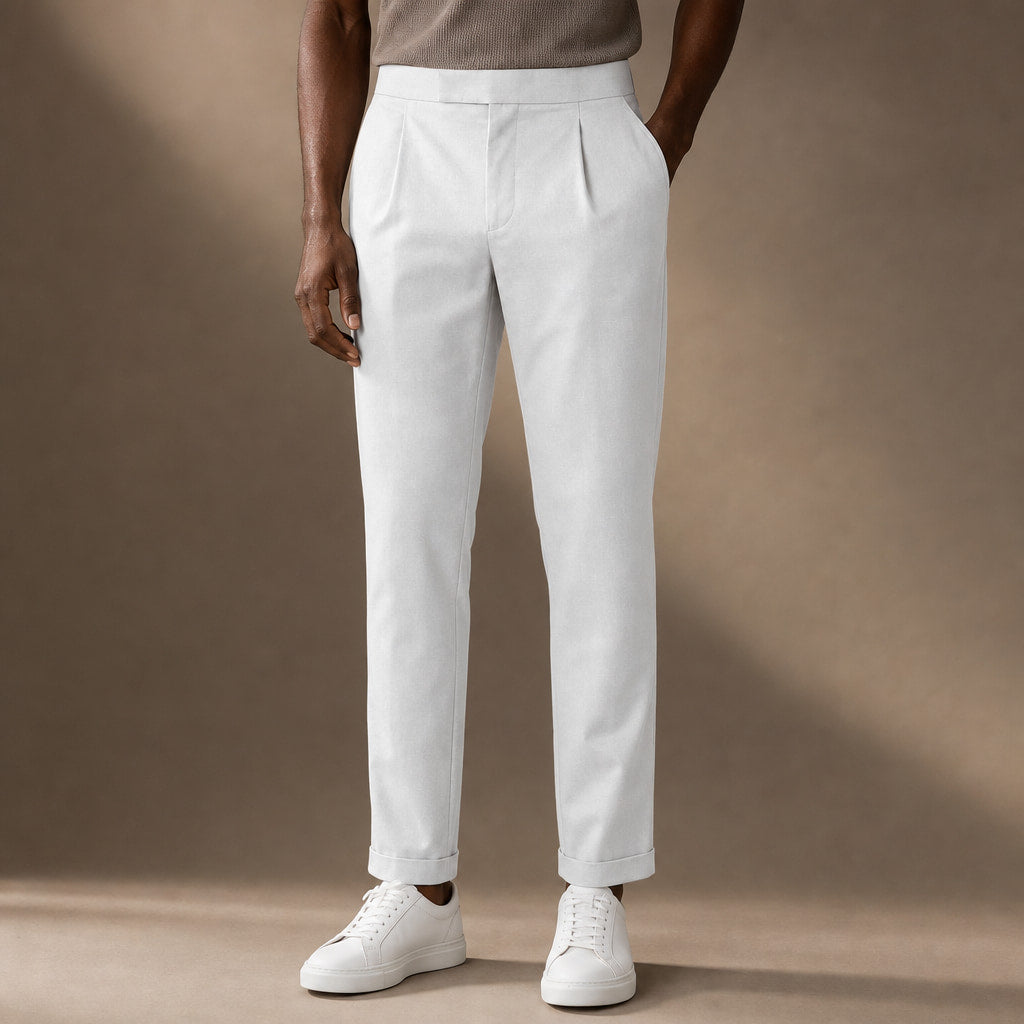 Dress Pants Pleated Front in White – Tarlano Premium Menswear