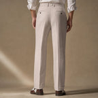 Dress Pants Pleated Front Cuffed Hem Beige – Full Look