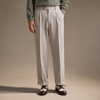 Dress Pants Pleated Front Cuffed Hem in Beige – Tarlano Premium Menswear