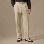 Dress Pants Pleated Front Cuffed Hem in Khaki – Tarlano Premium Menswear